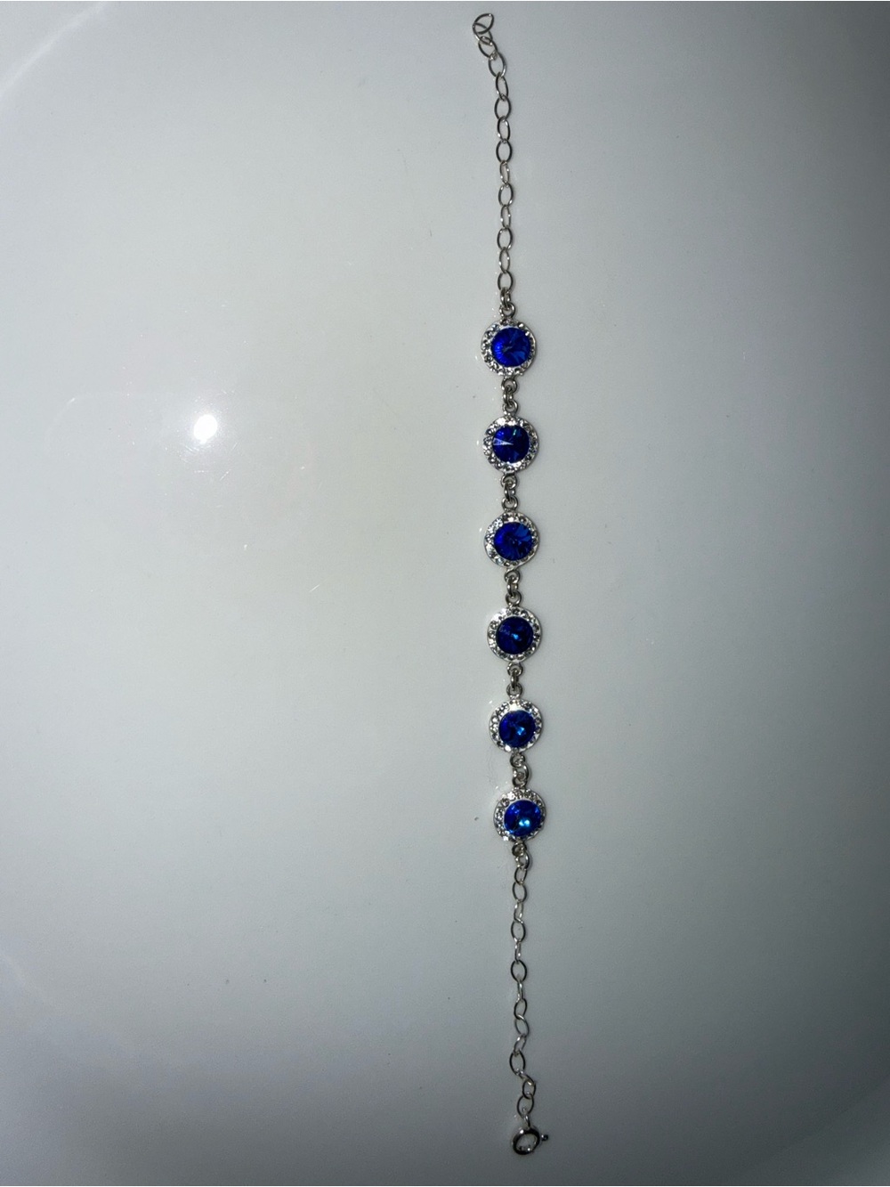 Source Unknown Silver-Tone Bracelet with Deep Blue Crystal Accents